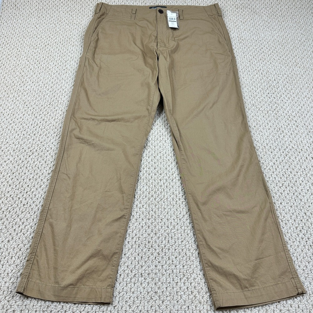 Eddie Bauer Pants Mens 36x30 Saddle Tan Brown Lightweight Slim Fit Chino NEW